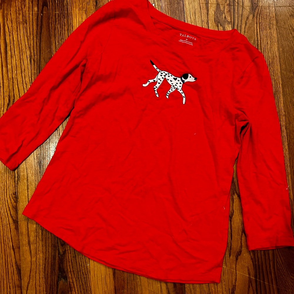 EEUC Talbots Valentine tee with embroidered dalmation… Size M
